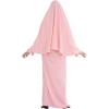 imageIDOPIP Muslim Abaya for Women One Piece Long Sleeve Islamic Prayer Dress Maxi Kaftan Robe Prayer Clothes with Khimar HijabPink