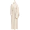 imageIDOPIP Muslim Abaya for Women One Piece Long Sleeve Islamic Prayer Dress with Hooded Hijab Jilbab Loose Maxi Kaftan Dubai Robe Full Length Cover Gown Middle East Modest Prayer Clothes Beige No1