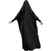imageIDOPIP Muslim Abaya for Women One Piece Long Sleeve Islamic Prayer Dress with Hooded Hijab Maxi Kaftan Robe Modest ClothesBlack