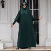 imageIDOPIP Muslim Abaya for Women One Piece Long Sleeve Islamic Prayer Dress with Hooded Hijab Maxi Kaftan Robe Modest ClothesBlackish Green