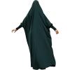 imageIDOPIP Muslim Abaya for Women One Piece Long Sleeve Islamic Prayer Dress with Hooded Hijab Maxi Kaftan Robe Modest ClothesBlackish Green