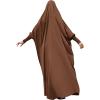imageIDOPIP Muslim Abaya for Women One Piece Long Sleeve Islamic Prayer Dress with Hooded Hijab Maxi Kaftan Robe Modest ClothesCoffee