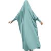 imageIDOPIP Muslim Abaya for Women One Piece Long Sleeve Islamic Prayer Dress with Hooded Hijab Maxi Kaftan Robe Modest ClothesLight Green