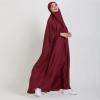 imageIDOPIP Muslim Abaya for Women One Piece Long Sleeve Islamic Prayer Dress with Hooded Hijab Maxi Kaftan Robe Modest ClothesWine Red