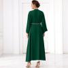 imageIDOPIP Muslim Abayas for Women Long Sleeve Open Front Cardigan Rhinestone Applique Islamic Dubai Maxi Kaftan Dress with BeltBlackish Green