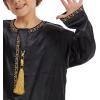 imageIDOPIP Muslim Arabic Thobe for Boys Kids Long Sleeve Islamic Arabic Kaftan Robe Embroidered Abaya Dress Clothes with PocketsBlack