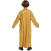 imageIDOPIP Muslim Arabic Thobe for Boys Kids Long Sleeve Islamic Arabic Kaftan Robe Embroidered Abaya Dress Clothes with PocketsGold
