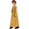 imageIDOPIP Muslim Arabic Thobe for Boys Kids Long Sleeve Islamic Arabic Kaftan Robe Embroidered Abaya Dress Clothes with PocketsGold