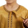 imageIDOPIP Muslim Arabic Thobe for Boys Kids Long Sleeve Islamic Arabic Kaftan Robe Embroidered Abaya Dress Clothes with PocketsGold