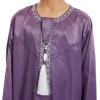 imageIDOPIP Muslim Arabic Thobe for Boys Kids Long Sleeve Islamic Arabic Kaftan Robe Embroidered Abaya Dress Clothes with PocketsPurple