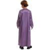 imageIDOPIP Muslim Arabic Thobe for Boys Kids Long Sleeve Islamic Arabic Kaftan Robe Embroidered Abaya Dress Clothes with PocketsPurple