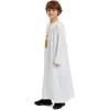 imageIDOPIP Muslim Arabic Thobe for Boys Kids Long Sleeve Islamic Arabic Kaftan Robe Embroidered Abaya Dress Clothes with PocketsWhite