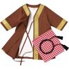 imageIDOPIP Muslim Baby Boys Ramadan Eid Outfit Cardigan Kaftan Thobe Arabic Islamic Abaya Dubai Robe Clothes with Head ScarfRopeCoffee