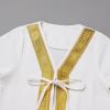 imageIDOPIP Muslim Baby Boys Ramadan Eid Outfit Cardigan Kaftan Thobe Arabic Islamic Abaya Dubai Robe Clothes with Head ScarfRopeWhite