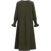 imageIDOPIP Muslim Dress for Girls Islamic Prayer Abaya Smocked Long Sleeve Kaftan Robe Dresses with Hijab Ramadan Dubai OutfitsArmy Green