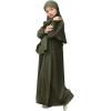 imageIDOPIP Muslim Dress for Girls Islamic Prayer Abaya Smocked Long Sleeve Kaftan Robe Dresses with Hijab Ramadan Dubai OutfitsArmy Green