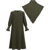 imageIDOPIP Muslim Dress for Girls Islamic Prayer Abaya Smocked Long Sleeve Kaftan Robe Dresses with Hijab Ramadan Dubai OutfitsArmy Green