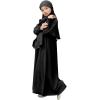 imageIDOPIP Muslim Dress for Girls Islamic Prayer Abaya Smocked Long Sleeve Kaftan Robe Dresses with Hijab Ramadan Dubai OutfitsBlack