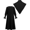 imageIDOPIP Muslim Dress for Girls Islamic Prayer Abaya Smocked Long Sleeve Kaftan Robe Dresses with Hijab Ramadan Dubai OutfitsBlack