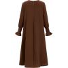 imageIDOPIP Muslim Dress for Girls Islamic Prayer Abaya Smocked Long Sleeve Kaftan Robe Dresses with Hijab Ramadan Dubai OutfitsCoffee