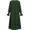 imageIDOPIP Muslim Dress for Girls Islamic Prayer Abaya Smocked Long Sleeve Kaftan Robe Dresses with Hijab Ramadan Dubai OutfitsDark Green