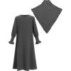 imageIDOPIP Muslim Dress for Girls Islamic Prayer Abaya Smocked Long Sleeve Kaftan Robe Dresses with Hijab Ramadan Dubai OutfitsGray