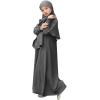 imageIDOPIP Muslim Dress for Girls Islamic Prayer Abaya Smocked Long Sleeve Kaftan Robe Dresses with Hijab Ramadan Dubai OutfitsGray