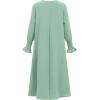 imageIDOPIP Muslim Dress for Girls Islamic Prayer Abaya Smocked Long Sleeve Kaftan Robe Dresses with Hijab Ramadan Dubai OutfitsGreen