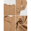 imageIDOPIP Muslim Dress for Girls Islamic Prayer Abaya Smocked Long Sleeve Kaftan Robe Dresses with Hijab Ramadan Dubai OutfitsKhaki