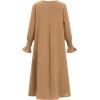 imageIDOPIP Muslim Dress for Girls Islamic Prayer Abaya Smocked Long Sleeve Kaftan Robe Dresses with Hijab Ramadan Dubai OutfitsKhaki