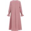 imageIDOPIP Muslim Dress for Girls Islamic Prayer Abaya Smocked Long Sleeve Kaftan Robe Dresses with Hijab Ramadan Dubai OutfitsPink