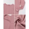 imageIDOPIP Muslim Dress for Girls Islamic Prayer Abaya Smocked Long Sleeve Kaftan Robe Dresses with Hijab Ramadan Dubai OutfitsPink