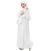 imageIDOPIP Muslim Dress for Girls Islamic Prayer Abaya Smocked Long Sleeve Kaftan Robe Dresses with Hijab Ramadan Dubai OutfitsWhite