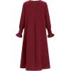 imageIDOPIP Muslim Dress for Girls Islamic Prayer Abaya Smocked Long Sleeve Kaftan Robe Dresses with Hijab Ramadan Dubai OutfitsWine Red