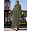 imageIDOPIP Muslim Dresses for Women One Piece Long Sleeve Islamic Prayer Ramadan Abaya Hooded Hijab Loose Maxi Kaftan Dubai RobeArmy Green