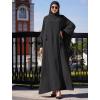 imageIDOPIP Muslim Dresses for Women One Piece Long Sleeve Islamic Prayer Ramadan Abaya Hooded Hijab Loose Maxi Kaftan Dubai RobeBlack