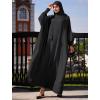 imageIDOPIP Muslim Dresses for Women One Piece Long Sleeve Islamic Prayer Ramadan Abaya Hooded Hijab Loose Maxi Kaftan Dubai RobeBlack