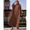 imageIDOPIP Muslim Dresses for Women One Piece Long Sleeve Islamic Prayer Ramadan Abaya Hooded Hijab Loose Maxi Kaftan Dubai RobeBrown