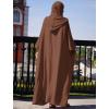 imageIDOPIP Muslim Dresses for Women One Piece Long Sleeve Islamic Prayer Ramadan Abaya Hooded Hijab Loose Maxi Kaftan Dubai RobeBrown