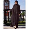 imageIDOPIP Muslim Dresses for Women One Piece Long Sleeve Islamic Prayer Ramadan Abaya Hooded Hijab Loose Maxi Kaftan Dubai RobeCoffee
