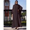 imageIDOPIP Muslim Dresses for Women One Piece Long Sleeve Islamic Prayer Ramadan Abaya Hooded Hijab Loose Maxi Kaftan Dubai RobeCoffee