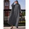 imageIDOPIP Muslim Dresses for Women One Piece Long Sleeve Islamic Prayer Ramadan Abaya Hooded Hijab Loose Maxi Kaftan Dubai RobeDark Gray