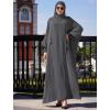 imageIDOPIP Muslim Dresses for Women One Piece Long Sleeve Islamic Prayer Ramadan Abaya Hooded Hijab Loose Maxi Kaftan Dubai RobeDark Gray