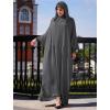 imageIDOPIP Muslim Dresses for Women One Piece Long Sleeve Islamic Prayer Ramadan Abaya Hooded Hijab Loose Maxi Kaftan Dubai RobeDark Gray