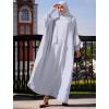 imageIDOPIP Muslim Dresses for Women One Piece Long Sleeve Islamic Prayer Ramadan Abaya Hooded Hijab Loose Maxi Kaftan Dubai RobeGray