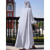 imageIDOPIP Muslim Dresses for Women One Piece Long Sleeve Islamic Prayer Ramadan Abaya Hooded Hijab Loose Maxi Kaftan Dubai RobeGray