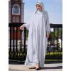 imageIDOPIP Muslim Dresses for Women One Piece Long Sleeve Islamic Prayer Ramadan Abaya Hooded Hijab Loose Maxi Kaftan Dubai RobeGray