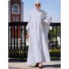 imageIDOPIP Muslim Dresses for Women One Piece Long Sleeve Islamic Prayer Ramadan Abaya Hooded Hijab Loose Maxi Kaftan Dubai RobeGray