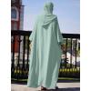 imageIDOPIP Muslim Dresses for Women One Piece Long Sleeve Islamic Prayer Ramadan Abaya Hooded Hijab Loose Maxi Kaftan Dubai RobeGreen