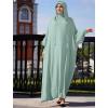 imageIDOPIP Muslim Dresses for Women One Piece Long Sleeve Islamic Prayer Ramadan Abaya Hooded Hijab Loose Maxi Kaftan Dubai RobeGreen